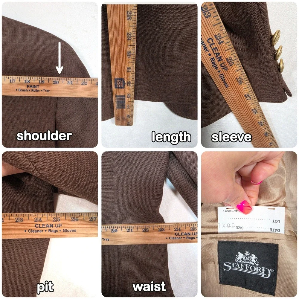 Vintage Stafford Blazer Men's 50XL Brown Gold Crest 2 Button Preppy USA